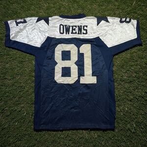 Throwback Terrell Owens #81 NFL Dallas Cowboys Away Blue Jersey Men’s Size 48